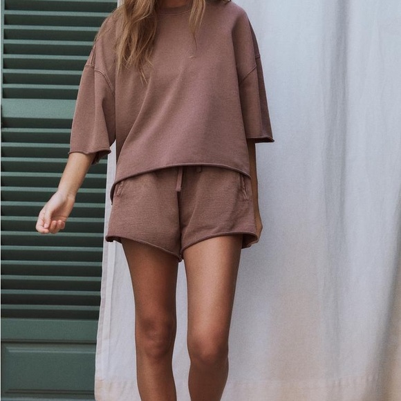 Zara short sleeve ribbed plush sweatshirt - Picture 2 of 2